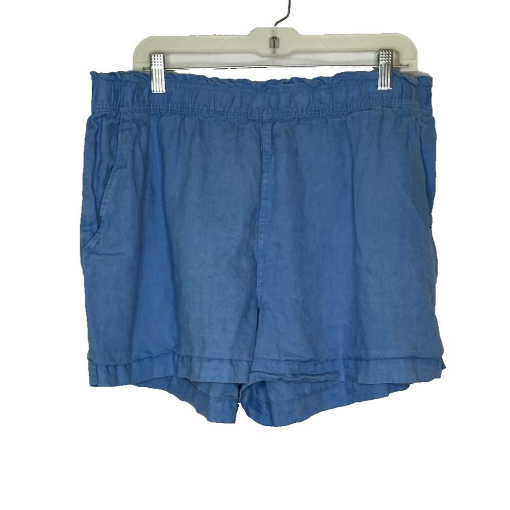 Women's XL H&M Blue 100% Linen Pull-On Oversized Shorts
